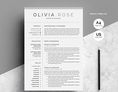 4 Pages Word Resume Template