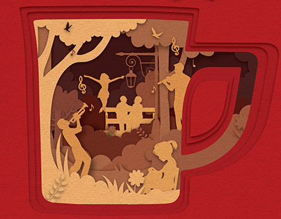 Paper cut poster for NESCAFE