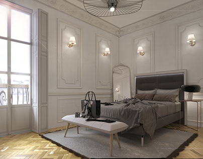 Parisian Neoclassic Apartment-Bedroom/Bathroom