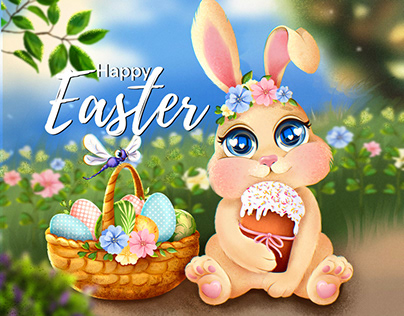 Happy Easter characters and illustrations