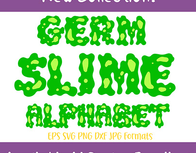 Cartoon Germ Slime Font Alphabet Lettering Collection