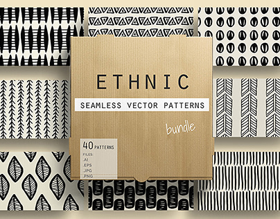 Seamless Vector Ethnic Patterns By: You and I Graphics