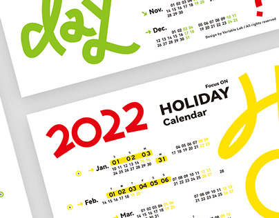【2022年历】假日系列 专注在假日的年历 贺卡 贴纸 Calendar