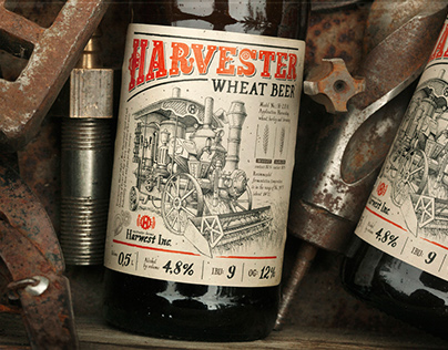 Harvester Weat Beer. Label Design.