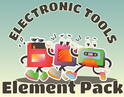 Retro Cartoon Gradien Electronic Element Pack