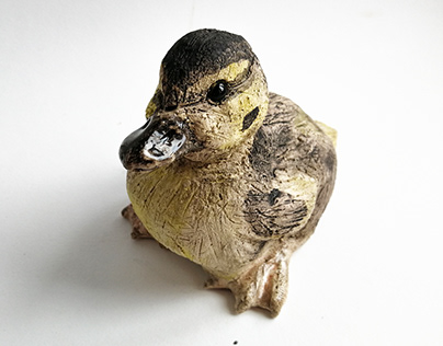 Little Crocus the duckling - ceramic sculpture