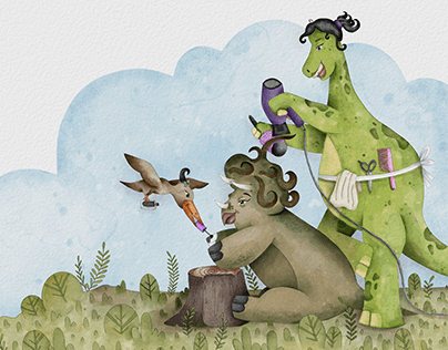Dina, the Vain Dinosaur, and the Day at the Salon