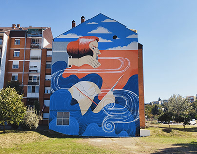 A mural "Bora" in Vukovar, Croatia