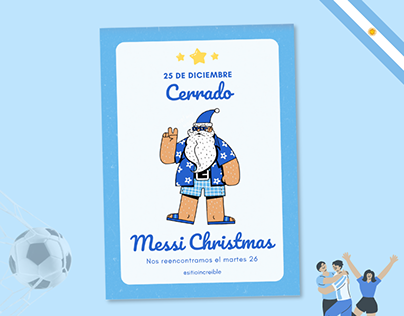 Cartel Navidad Argentina SImple Celeste y Blanco