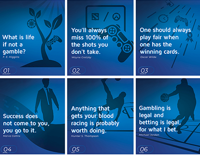 Illustrated corporate calendar with gambling quotes