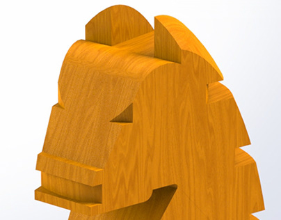 Textured wooden knight (CHESS)