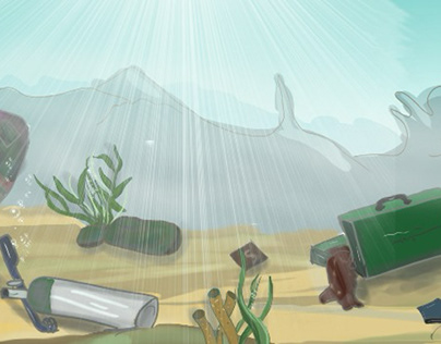 cartoon background Panorama of the seabed