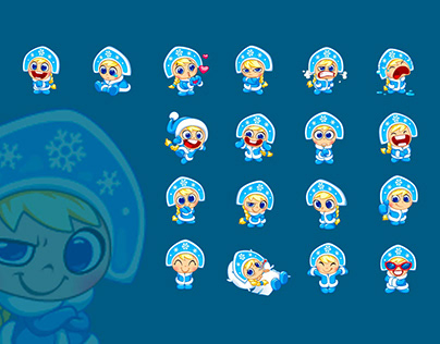 set of snowgirl's icons, emoji