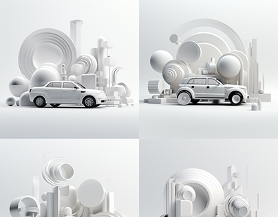 3D car scene construction, graphic, website design