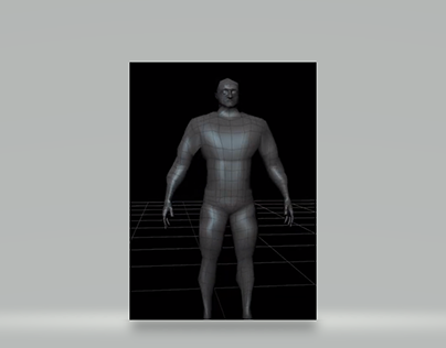 Huge man 3D Sculpture with low polygon/baked
