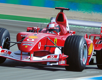 Ferrari F2003, handmade car illustration, year 2004