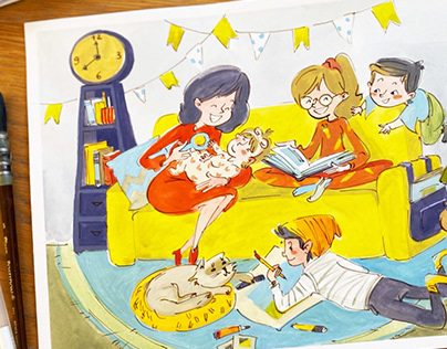"Family time with book"