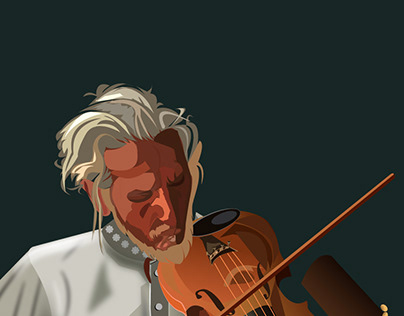 Violin man, vector portrai