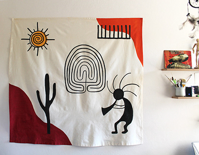 Handmade Native American Symbols Tapestry Design