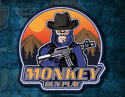 Monkey GunPlay mascot Logo