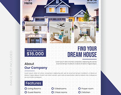 Modern unique real estate flyer design template