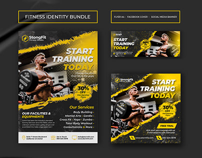 Fitness gym brand identity design stationery