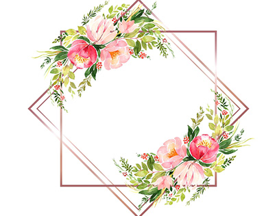 WaterColor Floral Wreath Illustration