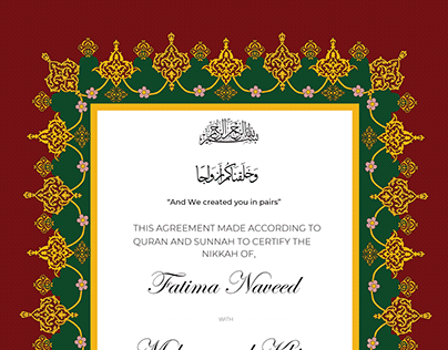Nikkah Certificate Sample 1