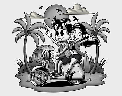 Vintage retro 1930 cartoon character in rubber hose