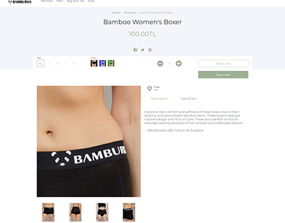 Boxer product page design by shopify