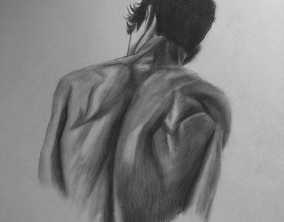 Мужская спина рисунок карандашом, эстетика тела