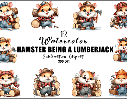 Hamster Being A Lumberjack Sublimation Clipart