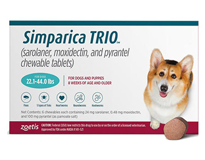 Simparica Trio- Dogs 22.1-44 LBS [Teal]+Free Shipping
