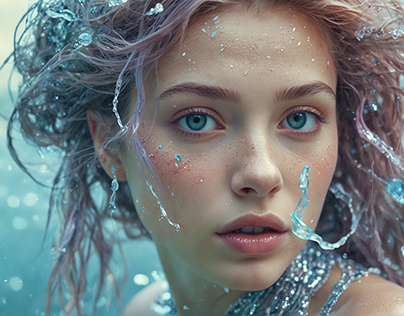 🌊Visuals character artwork "Mermaid" water splash aqua