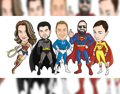 Superhero Caricatures for Clients