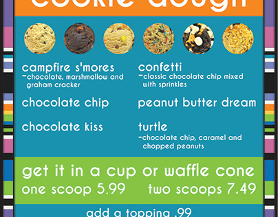 Cookie Dough Menu