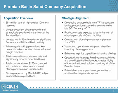 Hi-Crush Partners LP Acquires Permian Basin Sand Co.