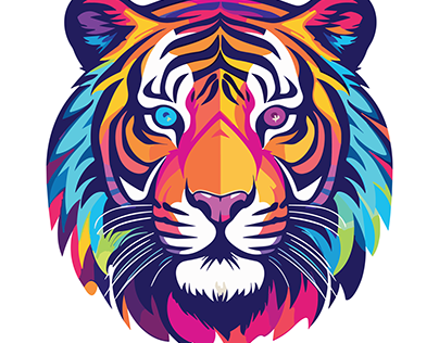 Tiger Head Colorful Watercolor