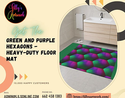 Get the Green and Purple Hexagons Heavy-Duty Floor Mat