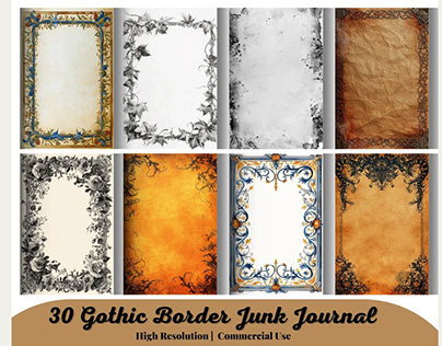 Gothic Border Junk Journal Papers