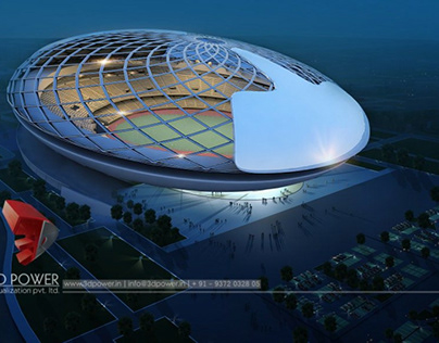 3D Exterior Rendering of a Stadium