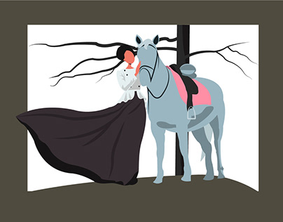 Иллюстрация вектор Девушка и лошадь