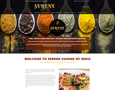 Serene Cuisine of India Website - 2019