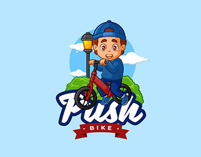 Push Bike Cartoon Logo
