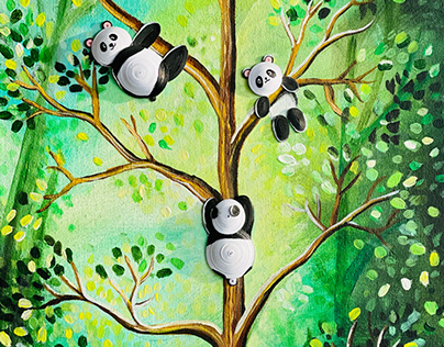 Panda forest (Quilling art)