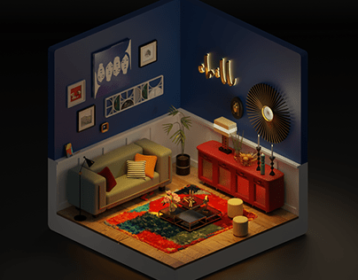Cozy and chill. Isometric interior