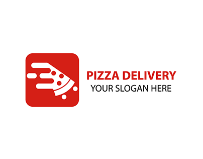 Pizza delivering logo. Piece of cake fastfood