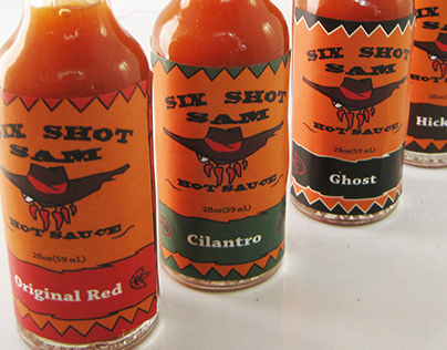 'Six Shot Sam Hot Sauce' Packaging
