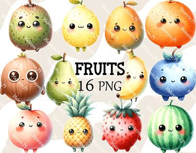Funny Whimsical Quirky Fruits Clipart Bundle