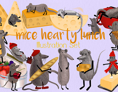 Hearty Mice Lunch - Illustration Set